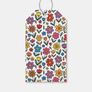 Colorful Cute Spring Flowers Gift Tag