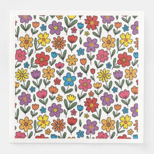 Colorful Cute Spring Flowers Napkins