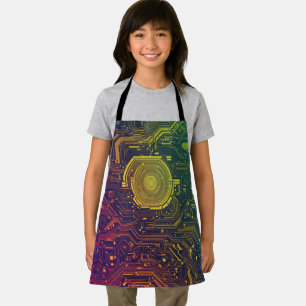 Colorful Cyber Graphic For Children Apron