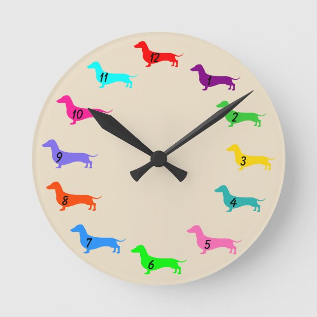 Colorful Dachshund Wall Clock (Front)
