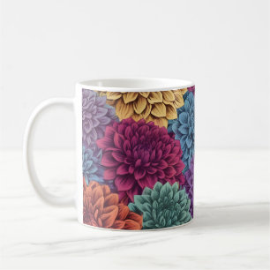 Colorful dahlia floral pattern coffee mug
