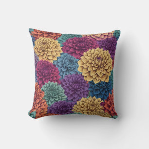 Colorful dahlia floral pattern cushion