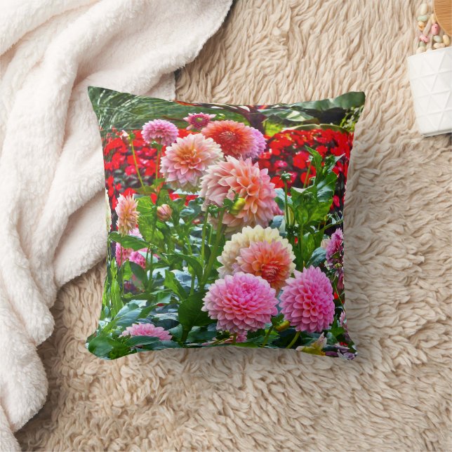 " COLORFUL DAHLIA GARDEN" CUSHION (Blanket)