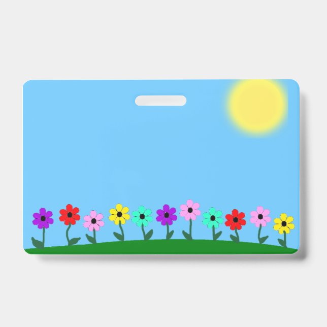 Colorful Daisies Background ID Badge (Front)