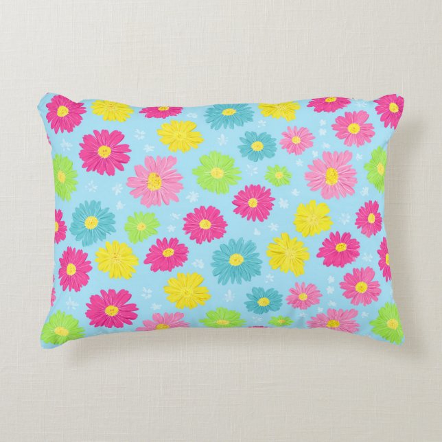 Colorful Daisies Decorative Cushion (Front)