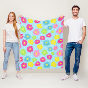 Colorful Daisies Fleece Blanket