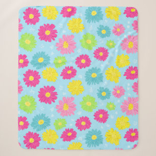 Colorful Daisies Sherpa Blanket