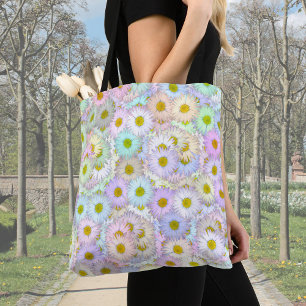 Colorful daisy bouquet - pastel tote bag
