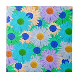 Colorful Daisy Flowers Pattern  Ceramic Tile