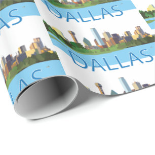 Colorful Dallas Skyline Illustration Wrapping Paper