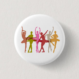 Colorful Dancing Ballerinas 3 Cm Round Badge