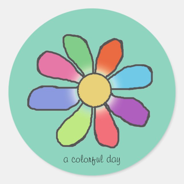 COLORFUL DAY flower Classic Round Sticker (Front)
