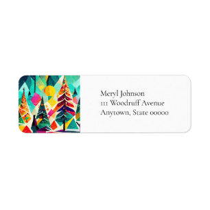 Colorful design of Christmas trees Return Address Label