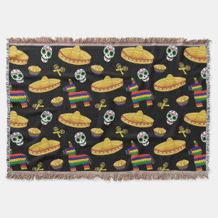 Colorful Día de Muertos Mexican Fiesta Throw Blank