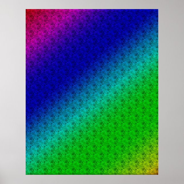 Colorful Diagonal Stripes and Flowers Poster (Front)