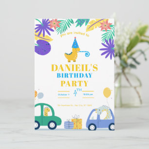 Colorful Dinosaur Birthday Invitation for Kids