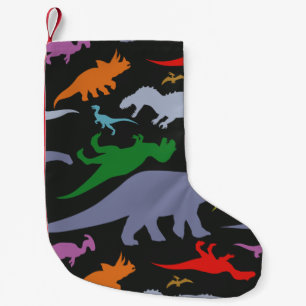 Colorful Dinosaur Pattern (Dark) Small Christmas Stocking
