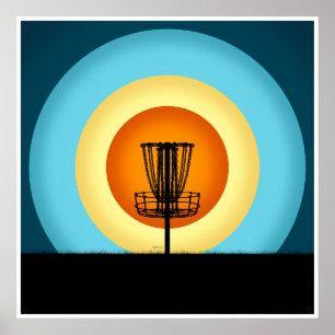 Colorful Disc Golf Basket Poster