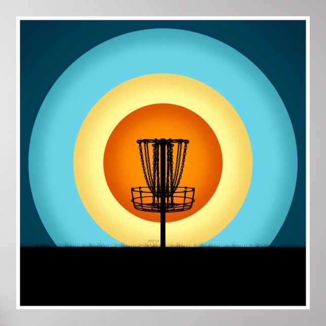 Colorful Disc Golf Basket Poster (Front)