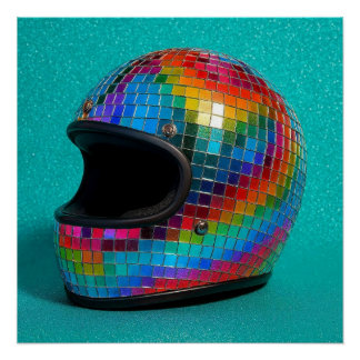 Colorful Disco Helmet Print. Poster
