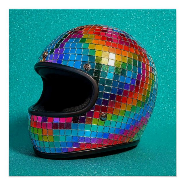 Colorful Disco Helmet Print. Poster (Front)