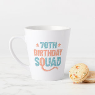 Colorful Distressed 70th birthday squad Latte Mug