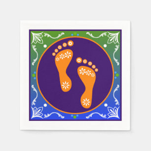Colorful Diwali Rangoli With Footprint Napkin