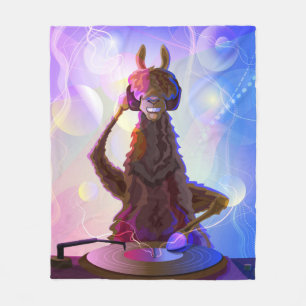 Colorful Dj Llama Fleece Blanket