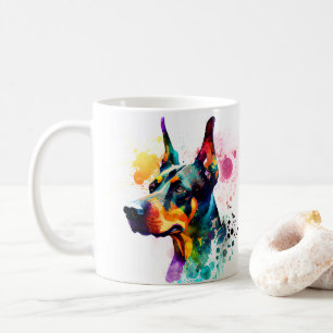 Colorful Doberman Pincher Dog  Pet Coffee Mug, Cup