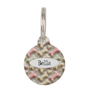Colorful dog bone pattern pet tag
