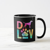 Colorful Dog Love Paw Watercolor Art