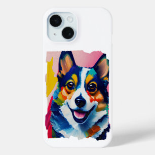 Colorful Dog Portrait - Corgi Painting iPhone 15 Case