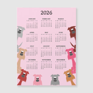 Colorful Dogs 2026 Calendar Magnetic Card
