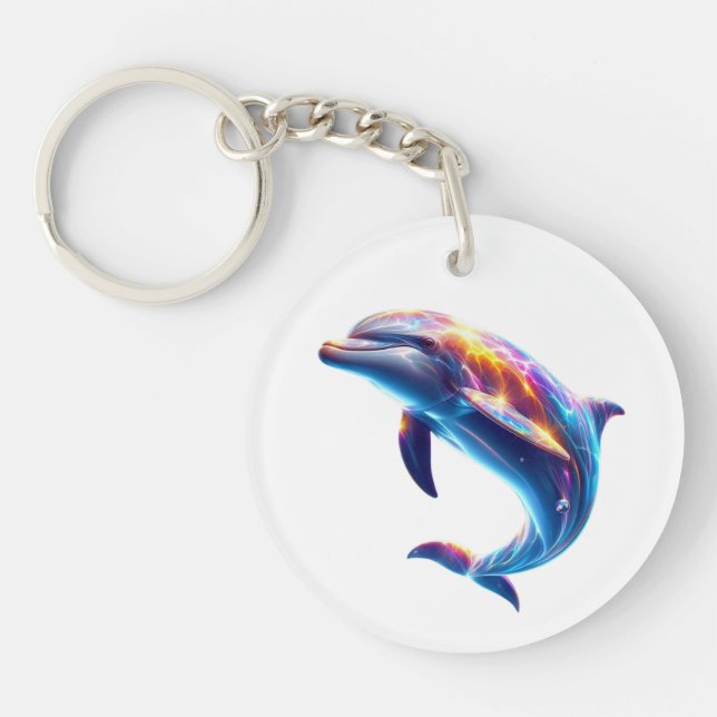 Colorful Dolphin Cute Arts Key Ring (Front)