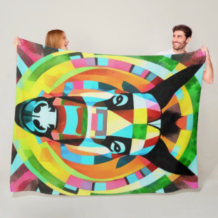 Colorful Donkey Geometric Art Abstract Fleece Blanket