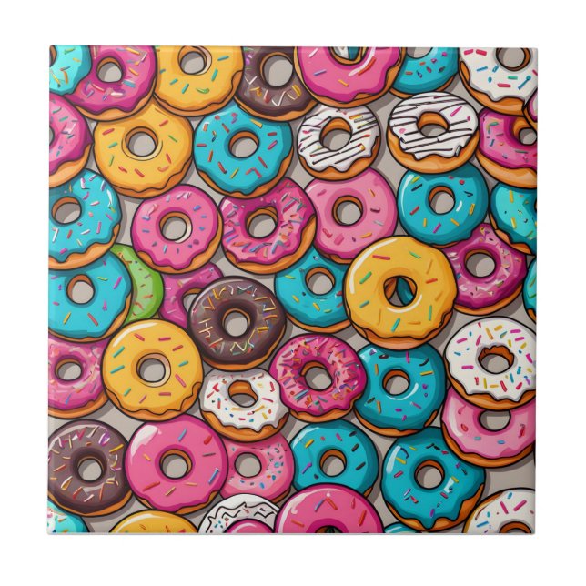 Colorful Donuts Ceramic Tile (Front)