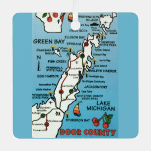 Colorful Door County Wisconsin Metal Tree Decoration