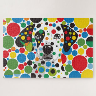 Colorful Dots and Dalmatian Dog Jigsaw Puzzle