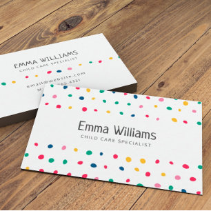 Colorful Dots Child Care Babysitting Business Card
