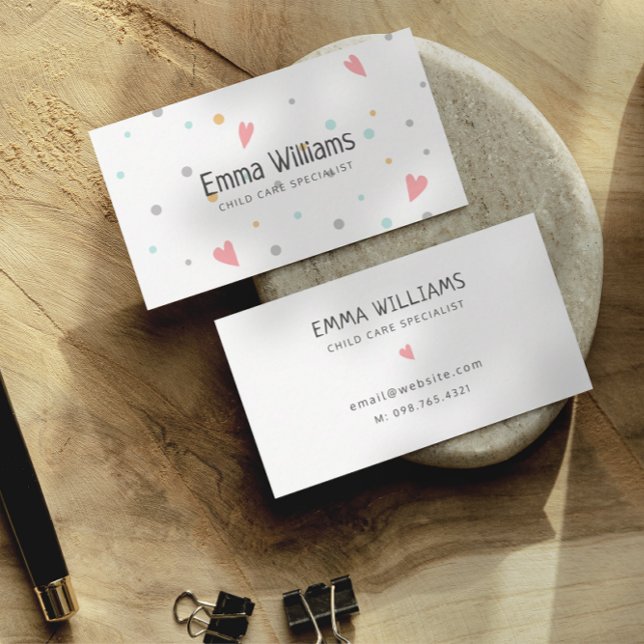 Colorful Dots Child Care Babysitting Business Card (Creator Uploaded)