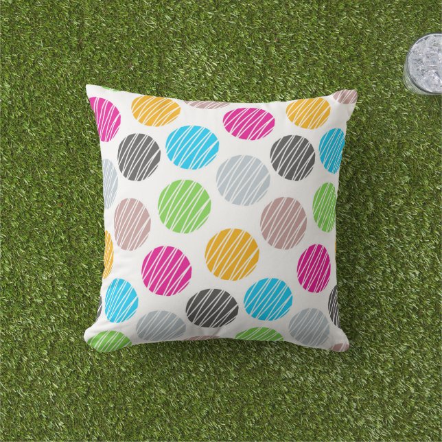 Colorful Dots Throw Pillow (Grass)