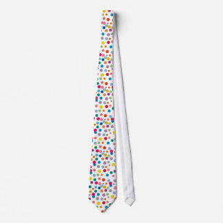 Colorful dots, white  tie