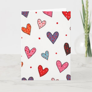 Colorful Dotted Love Hearts Card