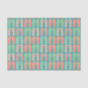 Colorful Dotty Flip Flop Pattern Teal Tissue Paper