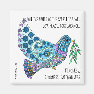 Colorful Dove w Verse about peace (Galatians 5:22) Magnet