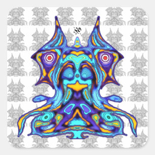 Colorful dragon bird on the throne v1.1 square sticker