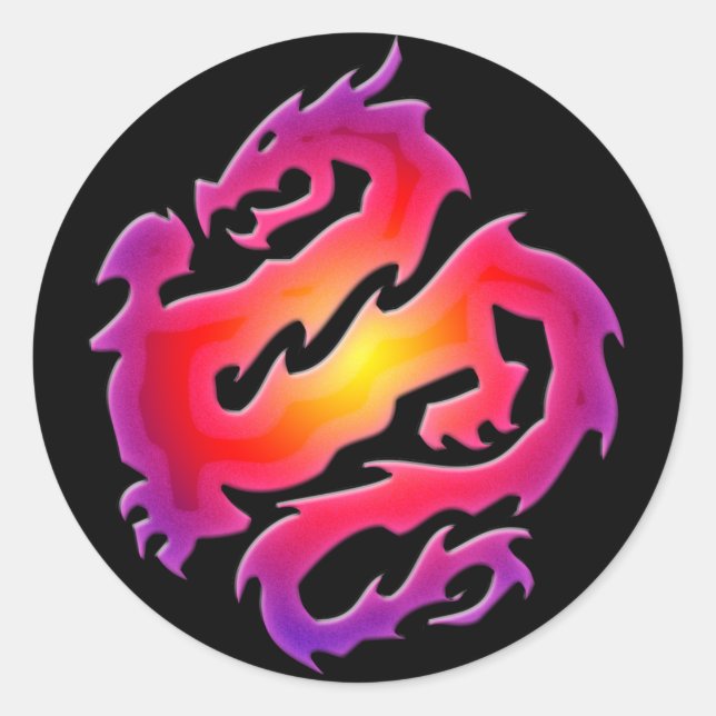 COLORFUL DRAGON CLASSIC ROUND STICKER (Front)