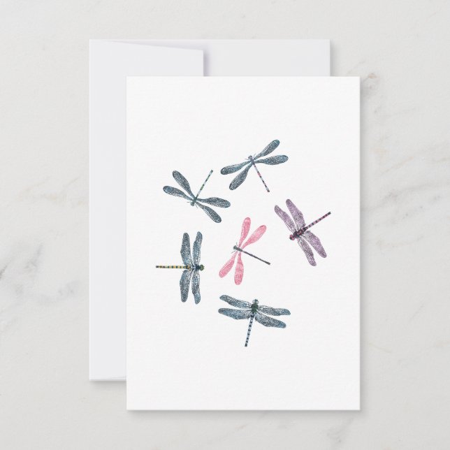 Colorful Dragonflies Invitation (Front)