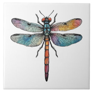 Colorful Dragonfly Ceramic Tile