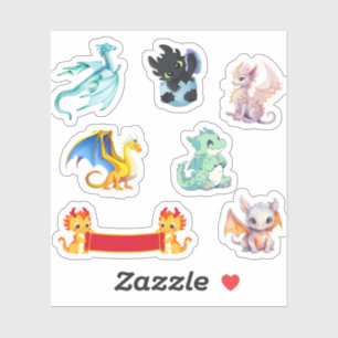 Colorful dragons Custom-Cut Vinyl Sticker